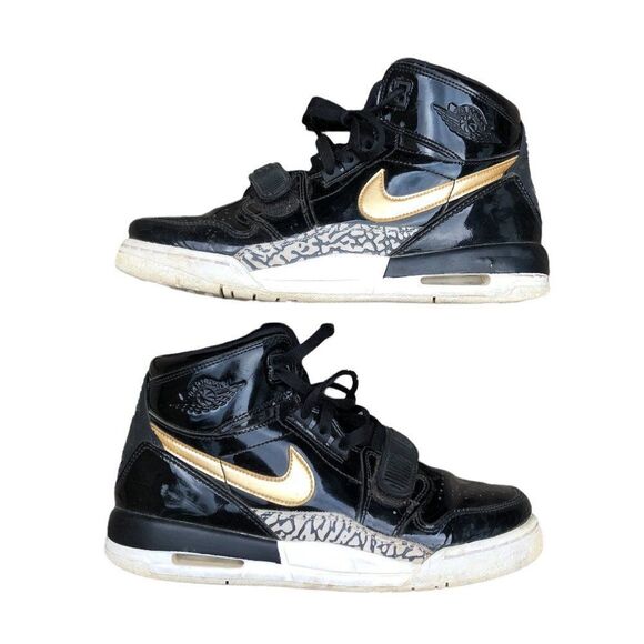 RARE Nike Air Jordan 1 Legacy 312 Black Gold Patent Size 7.5 - Picture 1 of 16